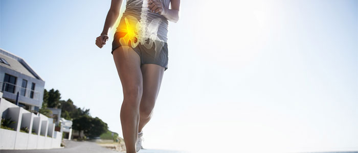 a woman with sciatica running